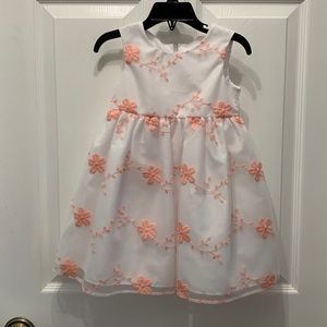 Cute dress with peach flowers all over the dress